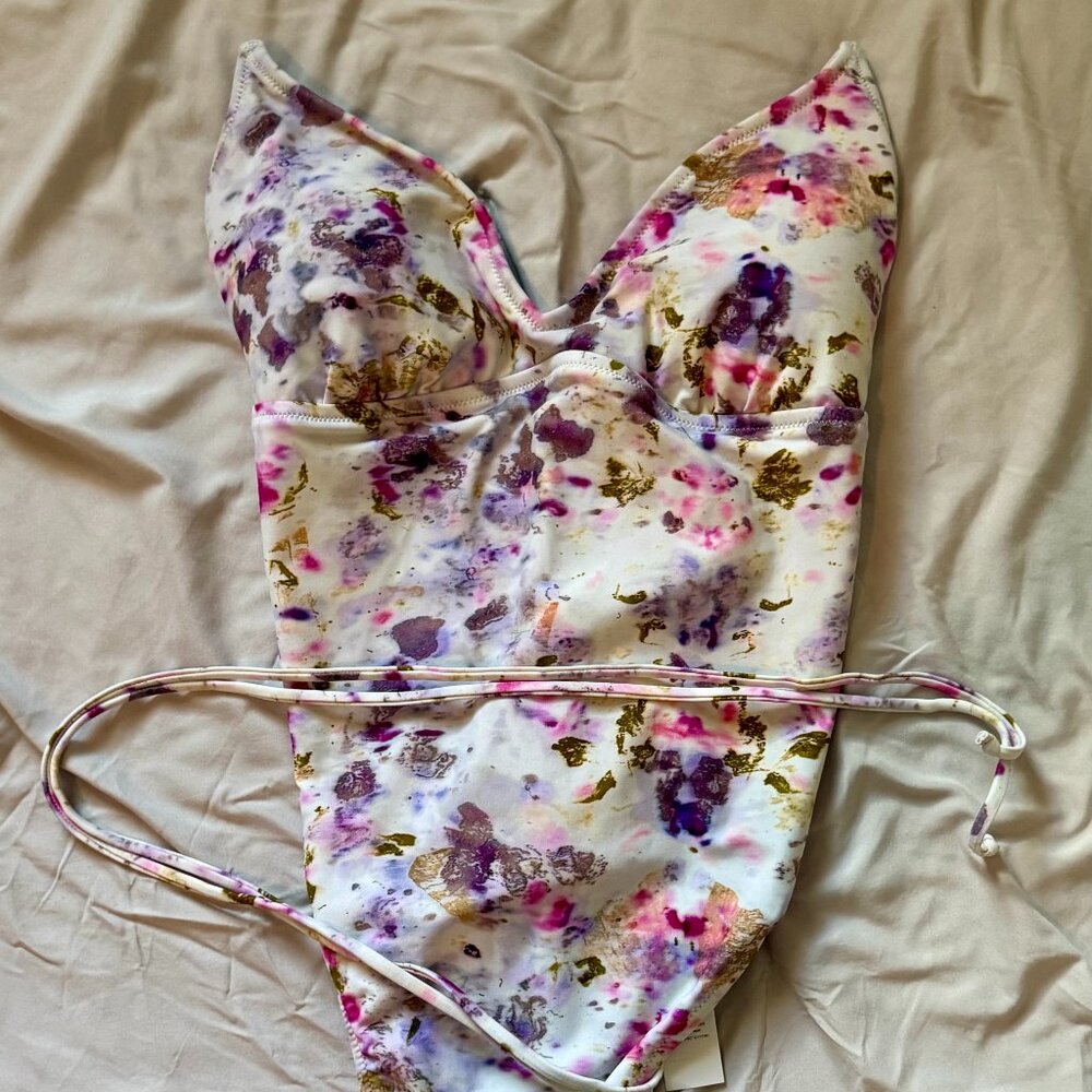 Flora Obscura X J.Crew Strappy-Back Plunge One-Piece Swimsuit